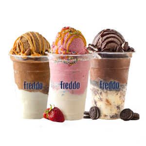 3 sundaes covered with milk chocolate